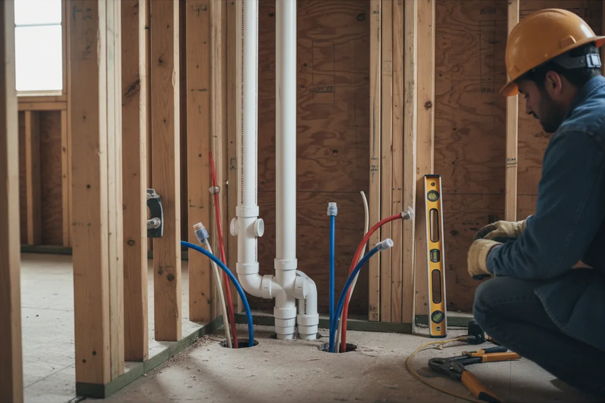 Drain and supply rough-in during Toilet Repair and Installation in Valencia